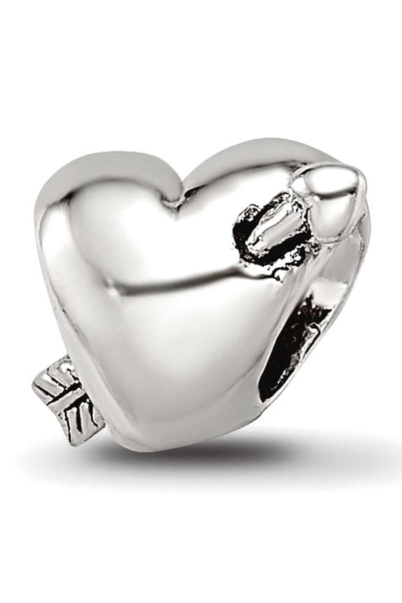 925 Sterling Silver Polished Oxidized Reflections Love Heart Arrow Bead Charm 6.36x6.36mm Wide Pendant Necklace for Wome