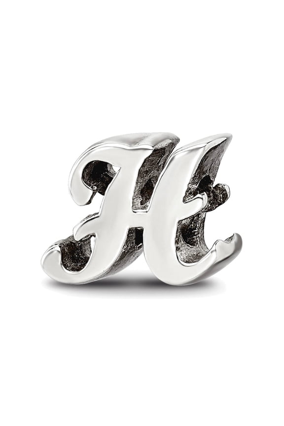 925 Sterling Silver Polished Reflections Letter Name Personalized Monogram Initial H Script Bead Charm 10.91x11.82mm Wid