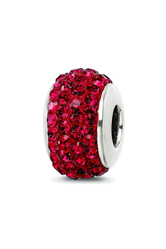 925 Sterling Silver Polished Reflections Maroon Full Crystal Bead Charm 12.73x8.18mm Wide Pendant Necklace for Women