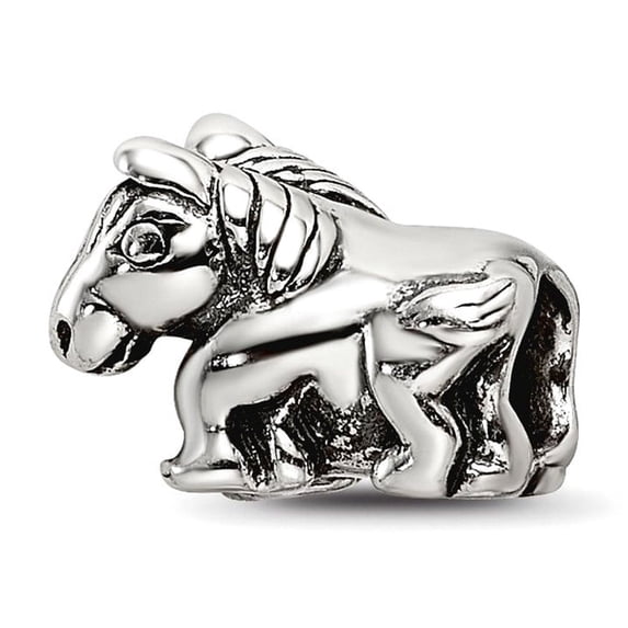 925 Sterling Silver Polished Oxidized Reflections SimStars Horse Bead Charm 6.36x9.09mm Wide Pendant Necklace for Women