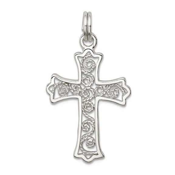 925 Sterling Silver Polished Religious Faith Cross Charm 27x17mm Wide Pendant Necklace for Women
