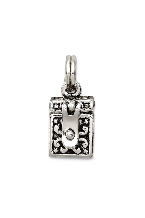 925 Sterling Silver Polished Oxidized Religious Guardian Angel Box Charm 13x10mm Wide Pendant Necklace for Women
