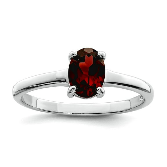925 Sterling Silver Polished Rhodium Garnet Ring Size 6 2mm Wide Ring for Women - 1.92 cwt