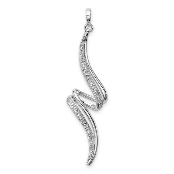 925 Sterling Silver Polished Rhodium Plated Diamond Swirl Pendant Necklace Measures 50x16mm Wide - Pendant for Women