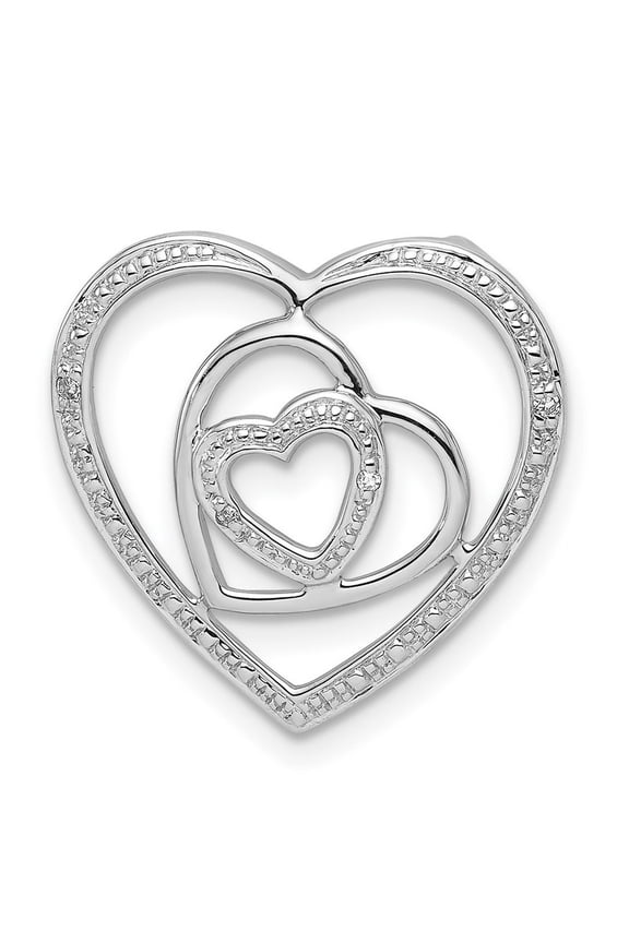 925 Sterling Silver Polished Rhodium Plated Diamond Triple Love Heart Pendant Necklace Measures 19x19mm Wide - Chain Nec