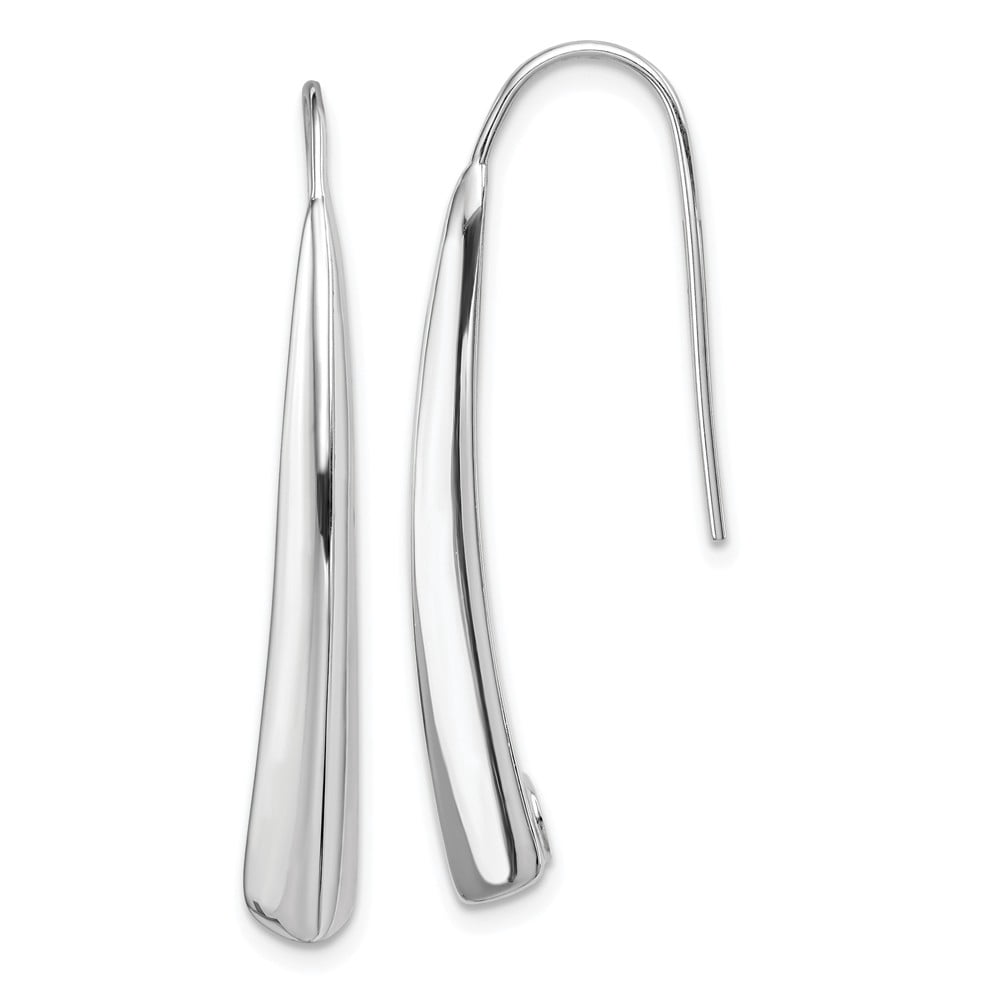 925 Sterling Silver Polished Rhodium Plated Fancy Bar Thread Earrings; for Adults and Teens; for Women and Men