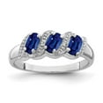 thumbnail image 1 of 925 Sterling Silver Polished Rhodium Sapphire and Diamond Ring Size 7 Measures 2mm Wide - Ring for Women, 1 of 2