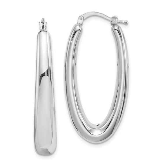 925 Sterling Silver Polished Rhodium-plated Hollow Hoop Earrings