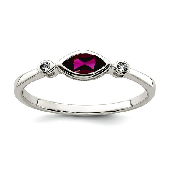 925 Sterling Silver Polished Rhololite and White Topaz Ring Size 6 Ring for Women - .31 cwt