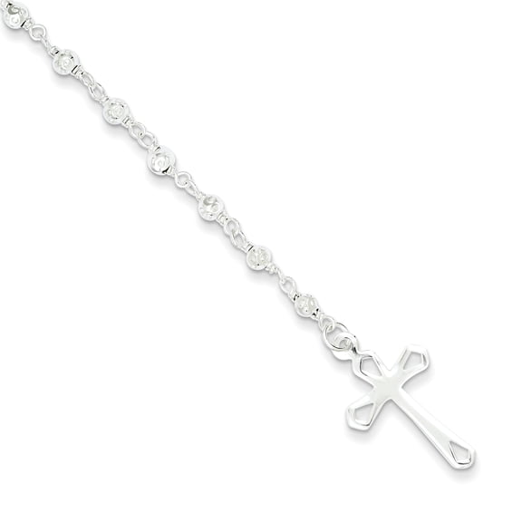925 Sterling Silver Polished Rosary Bracelet
