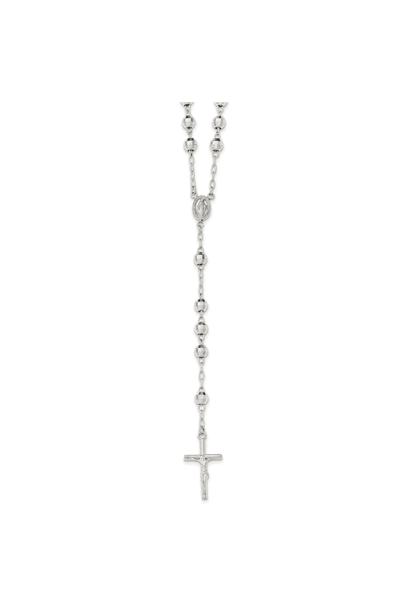 925 Sterling Silver Polished Rosary Necklace