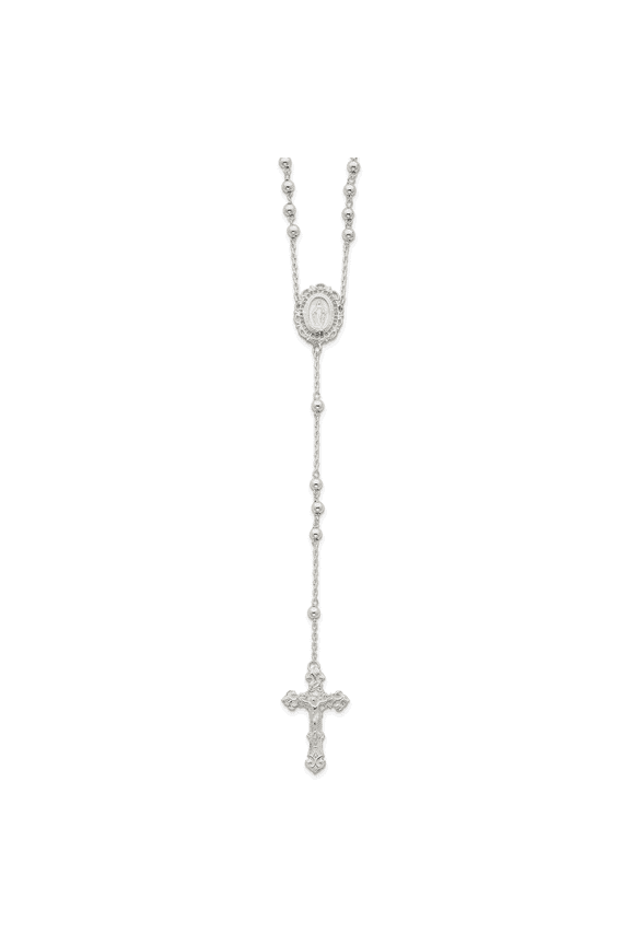 925 Sterling Silver Polished Rosary Necklace