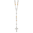 thumbnail image 1 of 925 Sterling Silver Polished Rosary Tri-color Beads Necklace, 1 of 7
