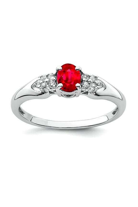 925 Sterling Silver Polished Ruby and White Sapphire Ring Size 7 Ring for Women - .44 cwt