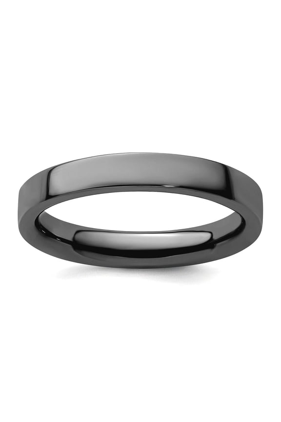 925 Sterling Silver Polished Ruthenium plating Stackable Black Plated Ring Size 7 Stackable Ring for Women