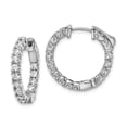 thumbnail image 1 of Sterling Silver Rhodium-plated CZ In and Out Hinged Hoop Earrings, 1 of 4