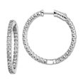 thumbnail image 1 of 925 Sterling Silver Polished Safety clasp Rhodium Plated With Cubic Zirconia Hinged Hoop Earrings 31x31mm Wide 2mm Hoop, 1 of 2
