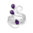 thumbnail image 1 of 925 Sterling Silver Polished Scroll Design Amethyst Ring 4mm X 6mm Total 12.5mm X 28.5mm Size Ring for Women, 1 of 2
