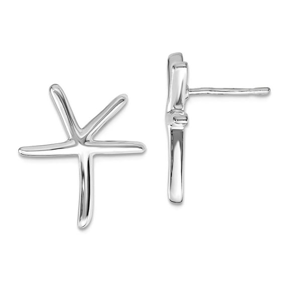 925 Sterling Silver Polished Sea shell Nautical Starfish Post Earrings 16x14mm Wide Stud Earring for Women