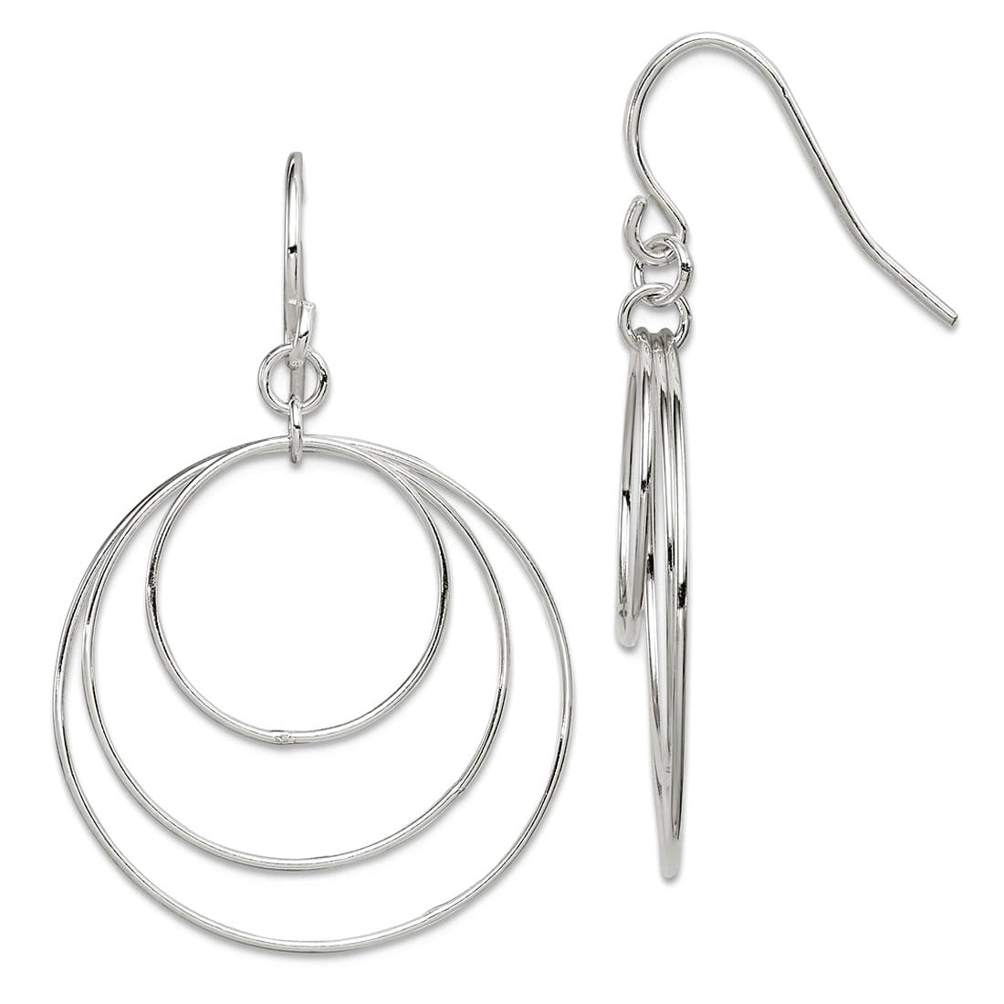 925 Sterling Silver Polished Shepherd hook Fancy Circle Earrings 43x28mm Wide Stud Earring for Women