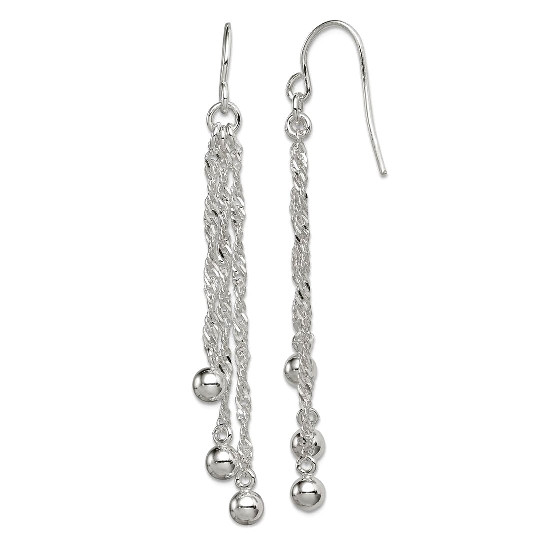 925 Sterling Silver Polished Shepherd hook Long Drop Dangle Earrings 59x6mm Wide Dangle Earring for Women