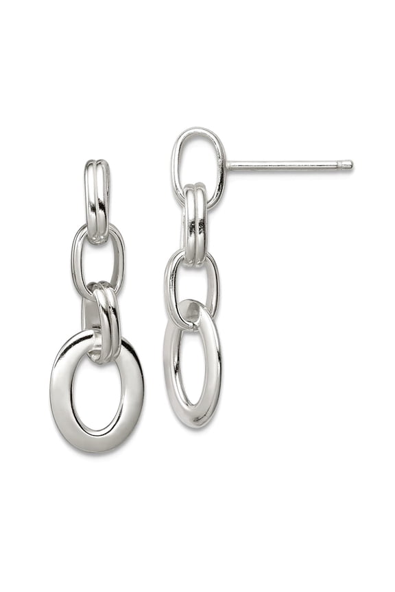 925 Sterling Silver Polished Shepherd hook Post Oval Long Drop Dangle Earrings 25x9mm Wide Dangle Earring for Women