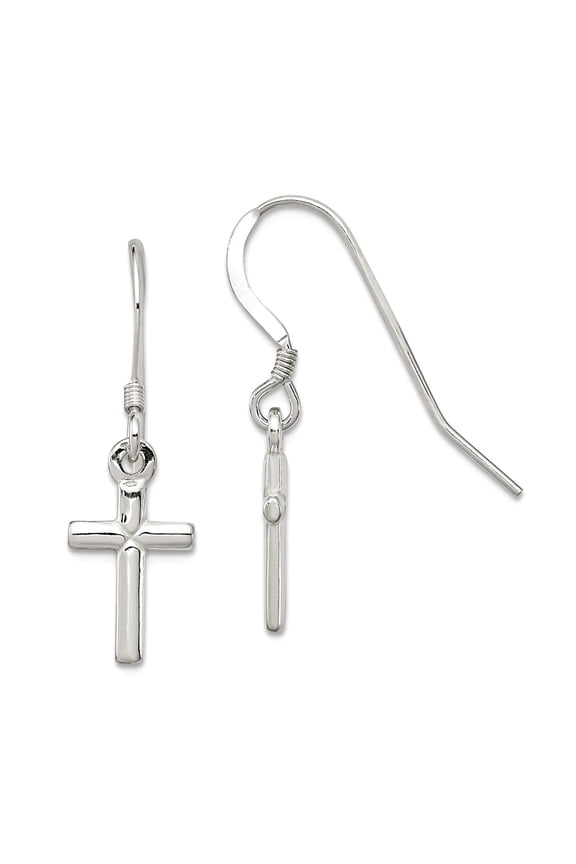 925 Sterling Silver Polished Shepherd hook Religious Faith Cross Long Drop Dangle Earrings 30x8mm Wide Dangle Earring fo