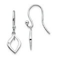 thumbnail image 1 of 925 Sterling Silver Polished Shepherd hook White Ice Diamond Shepard Hook Earrings Measures 28x9mm Wide - Earring for Wo, 1 of 2