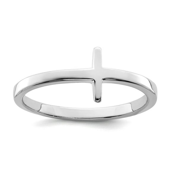 925 Sterling Silver Polished Sideways Religious Faith Cross Ring Size 6 Ring for Women - 2.0 Grams