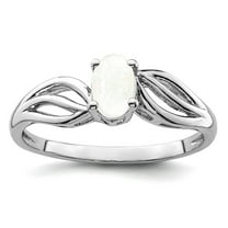 925 Sterling Silver Polished Simulated Opal Ring Size 8 Ring for Women - .14 cwt