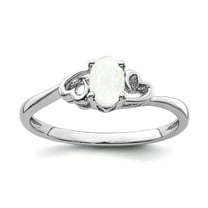 925 Sterling Silver Polished Simulated Opal Ring Size 9 Ring for Women - .16 cwt