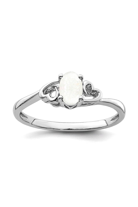 925 Sterling Silver Polished Simulated Opal Ring Size 9 Ring for Women - .16 cwt