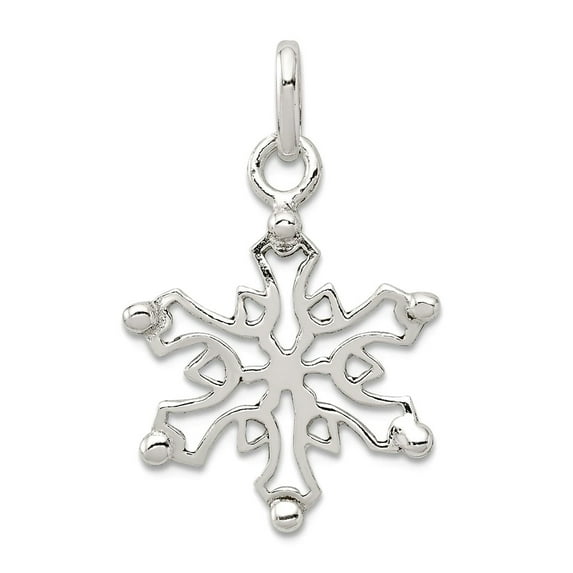 925 Sterling Silver Polished Snowflake Pendant Necklace 18.5x17.5mm Wide Pendant for Women