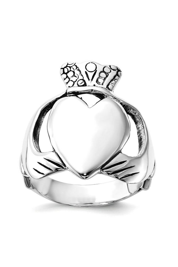 925 Sterling Silver Polished Solid Irish Claddagh Celtic Trinity Knot Ring Size 8 Ring for Women