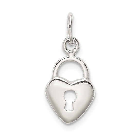925 Sterling Silver Polished Sparkle Cut Love Heart Lock Charm Pendant Necklace Measures 14.2mm long Jewelry for Women