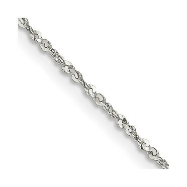 925 Sterling Silver Polished Spring Ring 1mm Twisted Serpentine Chain Necklace 16 Inch - Chain Necklace for Women and Me