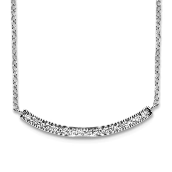 925 Sterling Silver Polished Spring-Ring Cubic Zirconia Fancy Necklace 18 Inch 31mm Wide Pendant Necklace for Women