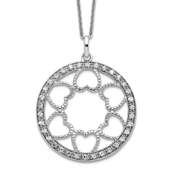 925 Sterling Silver Polished Spring-Ring Cubic Zirconia Fulness Of Blessings 18inch Necklace Pendant Necklace for Women