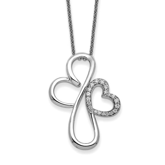 925 Sterling Silver Polished Spring-Ring Cubic Zirconia Necklace 18 Inch Pendant Necklace for Women