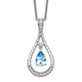 thumbnail image 1 of 925 Sterling Silver Polished Spring-Ring March Cubic Zirconia Necklace 18 Inch Pendant Necklace for Women, 1 of 2