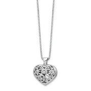 925 Sterling Silver Polished Spring Ring White Ice Diamond Love Heart Locket Necklace 18 Inch Measures 16.9mm Wide Jewel