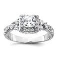 thumbnail image 1 of 925 Sterling Silver Polished Square Cubic Zirconia Ring Size 7 2mm Wide Ring for Women, 1 of 2