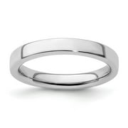 JEWELRYWEB 925 Sterling Silver Polished Stackable Expressions Rhodium Ring Size 8 Jewelry for Women - 4.0 Grams