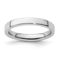 925 Sterling Silver Polished Stackable Rhodium Ring Size 8-Stackable-Ring for Women - 4.0 Grams