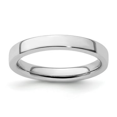925 Sterling Silver Polished Stackable Rhodium Ring Size 8-Stackable-Ring for Women - 4.0 Grams