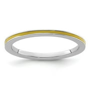 JEWELRYWEB 925 Sterling Silver Polished Stackable Expressions Yellow Enameled 1.5mm Ring Size 5 Jewelry for Women