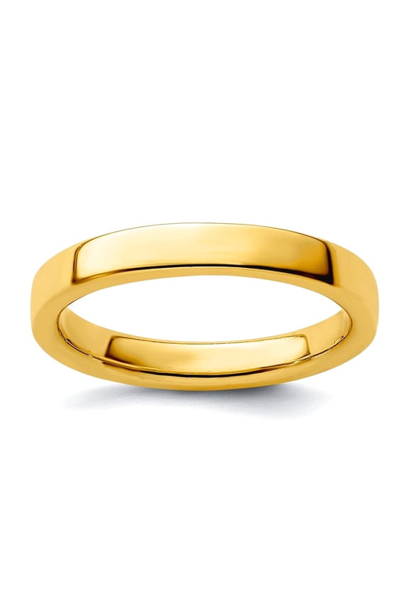 925 Sterling Silver Polished Stackable Gold Plated Ring Size 6 Stackable Ring for Women - 4.0 Grams