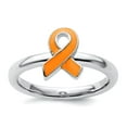 thumbnail image 1 of 925 Sterling Silver Polished Stackable Orange Enameled Awareness Ribbon Ring Size 5 Stackable Ring for Women, 1 of 2