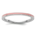 thumbnail image 1 of 925 Sterling Silver Polished Stackable Pink Enameled 1.5mm Ring Size 9 Stackable Ring for Women, 1 of 2