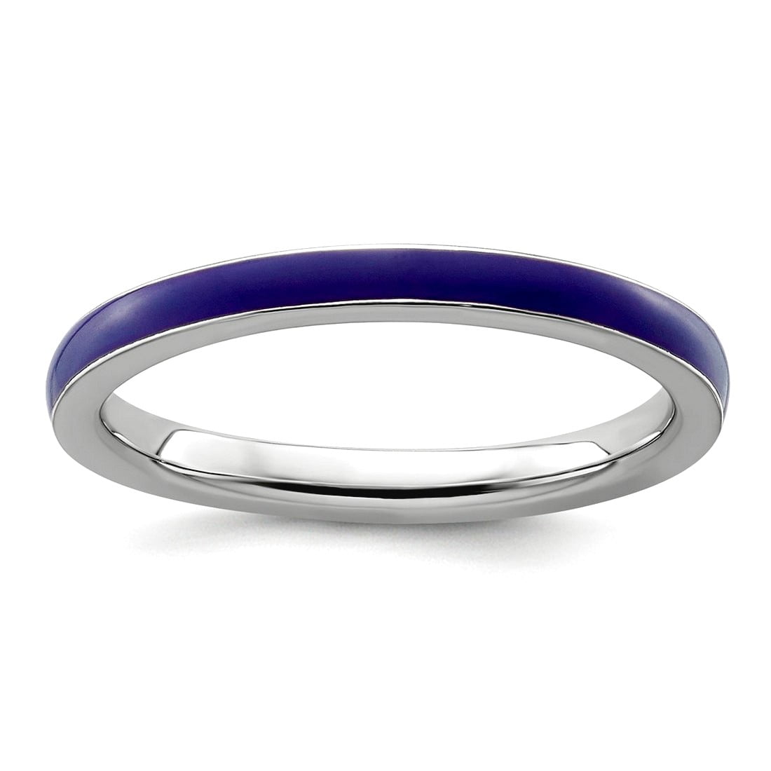 925 Sterling Silver Polished Stackable Purple Enameled 2.25mm Ring Size ...